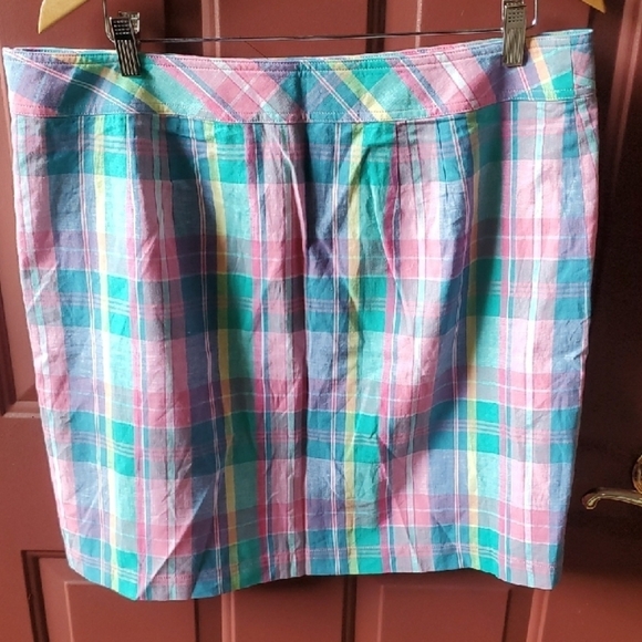 Talbot Madras Plaid Multicolor Lined Skirt Size 16 - Picture 9 of 9